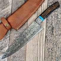 Image result for Damascus Blade Turquoise Handle Chef Knife