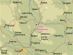 Image result for Gornji Milanovac Mapa