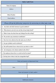 Image result for Safety Audit Forms Templates