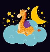 Image result for Baby Giraffe On a Cloud with Stars and a Moon