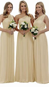 Image result for One Shoulder Pink Champagne Bridesmaid Dresses