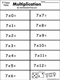 Image result for Multiplication Worksheets 6s and 7s Answer Key