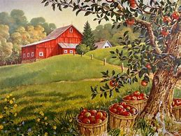 Image result for Apple Orchard Tree Painting