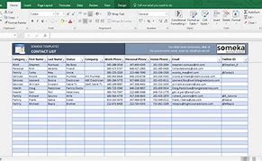 Image result for Contact List in Excel