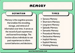 Image result for 9 Types of Memory