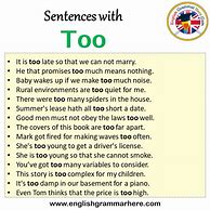 Image result for Make 10 Sentences with Too and Enough