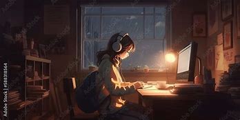 Image result for Lo-Fi Anime Girl Studying