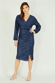 Image result for Yumi Sequin Ruched Long Sleeve Wrap Dress