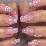 Image result for Pink Acrylic Nails with Glitter