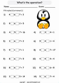 Image result for Plus and Minus Worksheets Grade 1