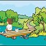 Image result for Black and White Cartoon Boy Fishing