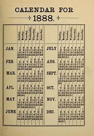 Image result for 1888 Calendar