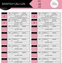 Image result for Phone Call Log Template Printable
