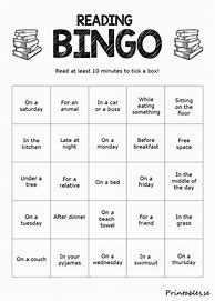 Image result for Reading Bingo Card