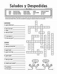 Image result for Spanish Greetings and Farewells Word Search