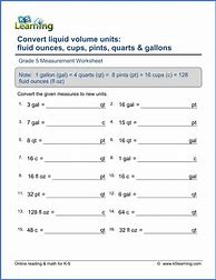 Image result for Fifth Grade Math Measurement Worksheet