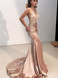 Image result for Champagne Rose Gold Prom Dress