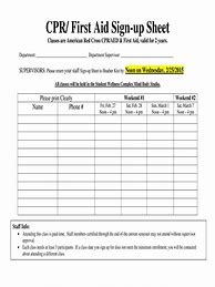 Image result for CPR Training Sign Up Sheet