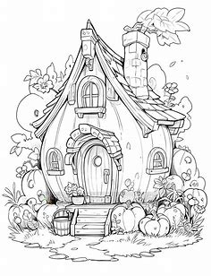 50 Pumpkin Fairy House Coloring Pages - Instant Download - Printable – Trending Coloring