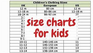 Image result for Child Clothing Size Chart