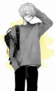 Image result for Anime Boy with Plad Shirt with White Hoodie
