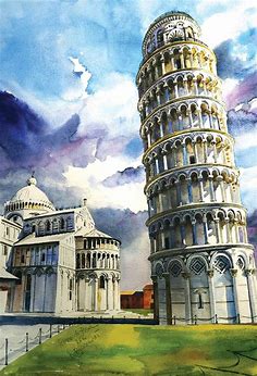 Italy, Pisa, torre Painting in 2020 | Obrazy, Malarstwo