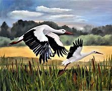 Image result for Stork Oil Painting