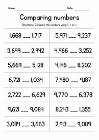 Image result for Comparing 4 Digit Numbers Worksheet