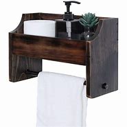 Image result for Paper Towel Roll Holder with Top Storage Shelf Wall Mount Bathroom Wood