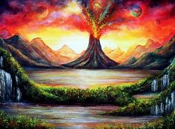 Image result for Volcano Painting