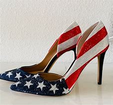 Image result for Women Wide Width American Flag Heels