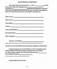 Image result for Artist Booking Contract Template