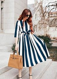 Image result for Horizontal Striped Dress Outfit