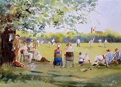 Image result for Cricket Match Painting