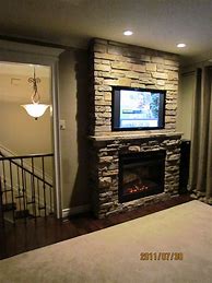 Image result for Stone Wall Fireplace with TV