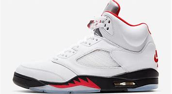 Image result for Jordan 5s Red and White