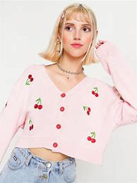Image result for Pink Sweater Blue Buttons
