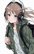 Image result for Anime School Girl with Headphones