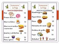 Image result for Menú Para Jugar Al Restaurante En Español Con Alitas