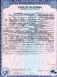 Image result for California Death Certificate Example