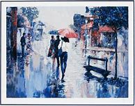 Image result for Mark King Painting of Umbrell's in Rain