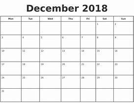 Image result for December 2018 Calendar