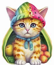 Image result for Cat Eating Fruit