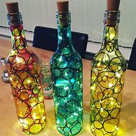Image result for Painted Wine Bottles with Lights