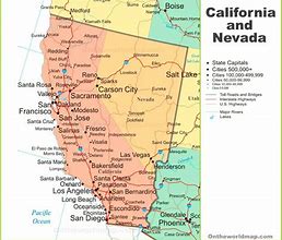 Image result for California and Nevada Road Map