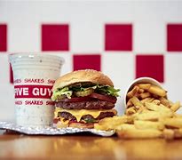 Image result for Five Guys Cheeseburger and Fries