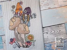 Image result for Machine Embroidery Design Gnome On a Mushroom