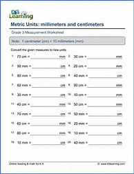 Image result for Math Worksheets Centimeters and Millimeters