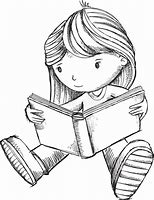 Image result for A Girl Reading a Book Drawing