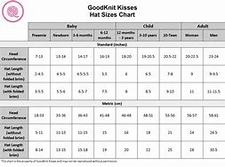 Image result for Circular Knitting Hat Size Chart